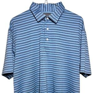 DANIEL CREMIEUX Signature Collection Mens Blue Stripe Polo Shirt Size L